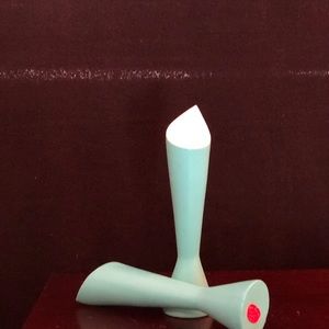 Vintage ceramic bud vases in trendy turquoise blue